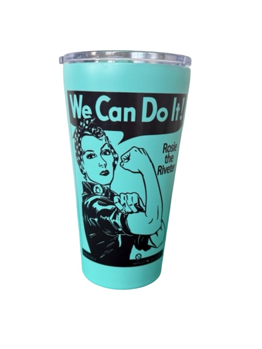 Rosie the Riveter Aqua Teal 16oz Tumbler, EUC